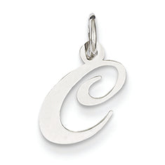 14K White Gold Small Fancy Script Initial C Charm