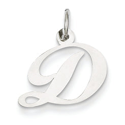 14K White Gold Small Fancy Script Initial D Charm