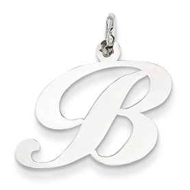 14K White Gold Medium Fancy Script Initial B Char