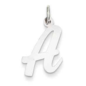 14K White Gold Medium Script Initial Charm
