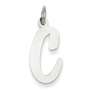 14K White Gold Large Script Initial C Charm