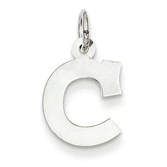 14K White Gold Small Block Intial C Charm