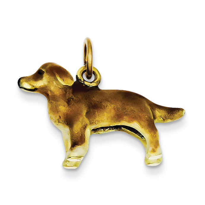 14K Gold Enameled Small Golden Retriever Dog Charm