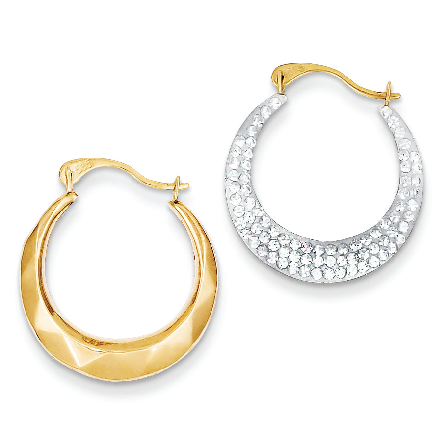 14K Gold Swarovski Elements Reversible Faceted Hoop Earrings