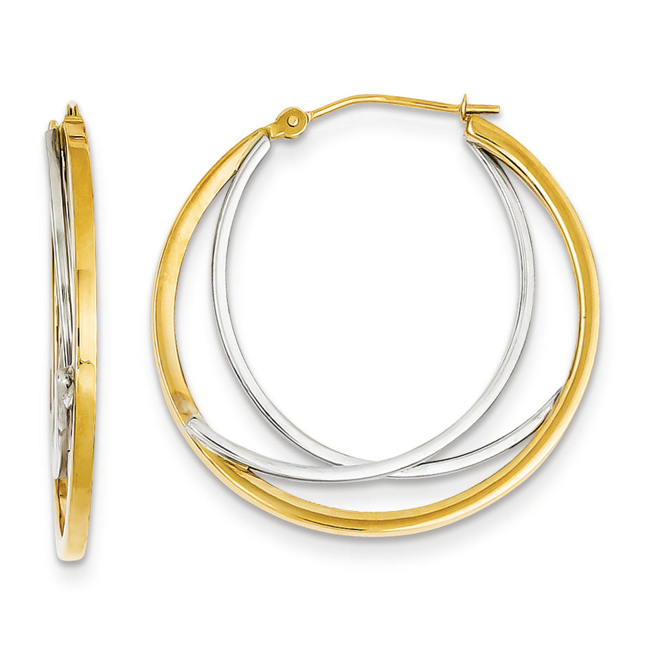 14K Gold Two-tone Hoop Earrings