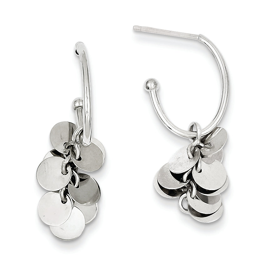 14K White Gold Polished J Hoop Post Earrings