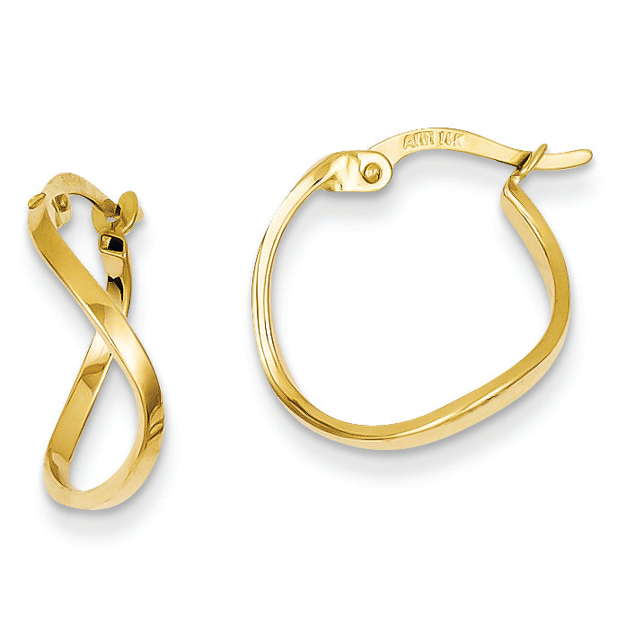14K Gold Polished Hollow Hoop Earrings