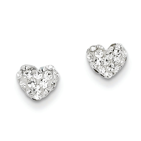 14K Gold Crystal 6mm Heart Post Earrings