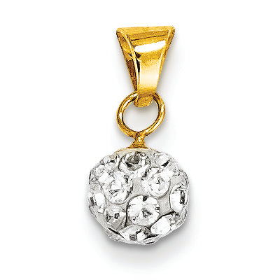14K Gold Swarovski Elements White 2mm Bead Pendant