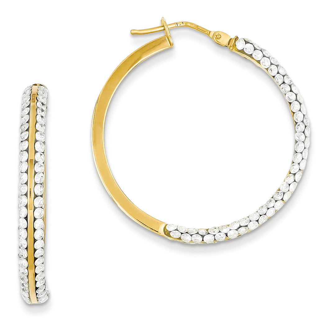 14K Gold Swarovski Elements Hoop Earrings