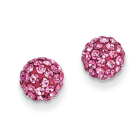 14K Gold Rose Crystal 6mm Post Earrings