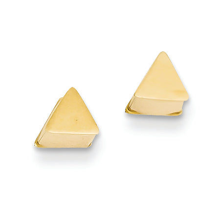 14K Gold Polished Hollow Triangle Post Earrings