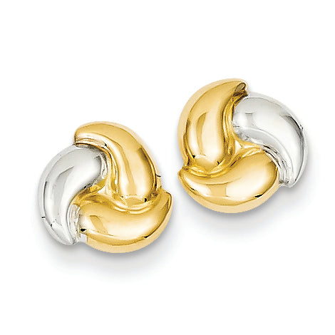 14K Gold Polished & Rho Fancy Post Ear