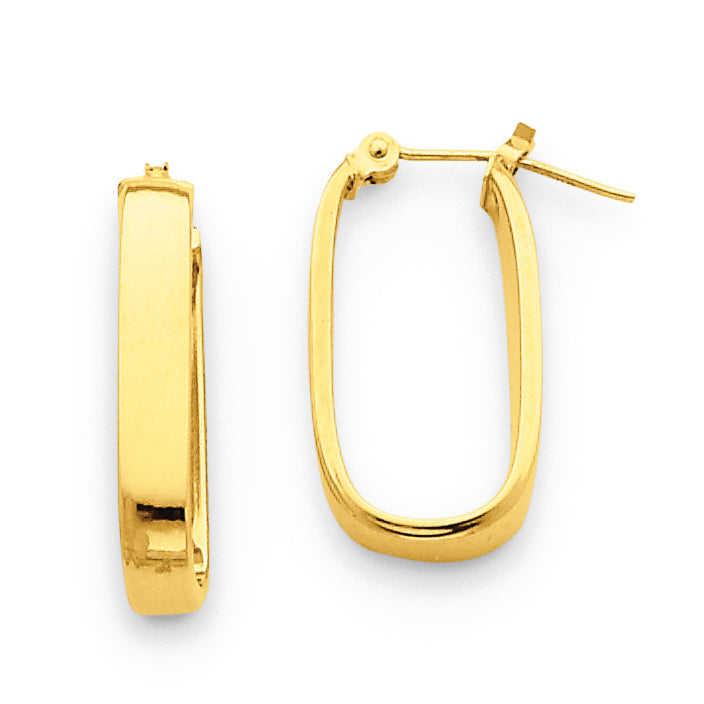 14K Gold Polished 3.5mm Oval Hoop Earrings