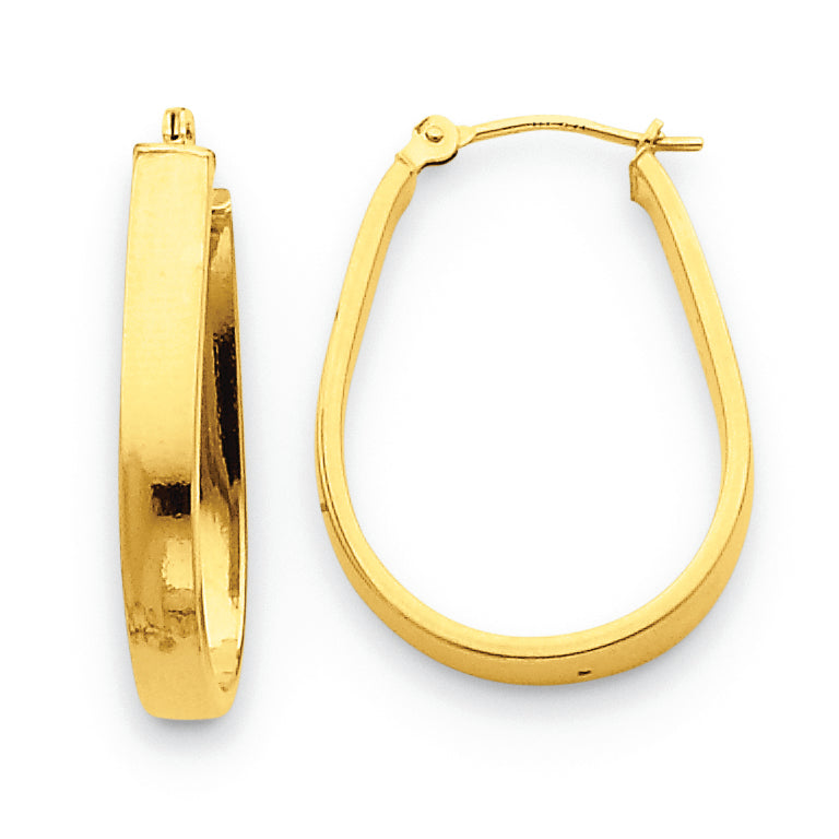 14K Gold Polished 3.5mm Oval Hoop Earrings