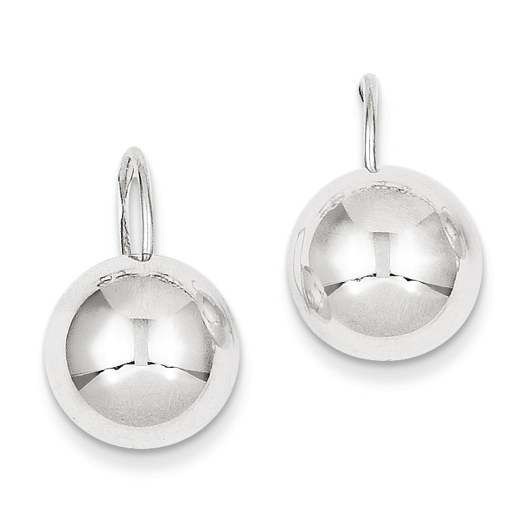 14K White Gold 12.00mm Hollow Half Ball Earrings