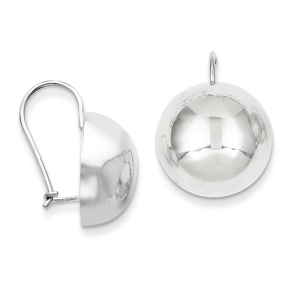 14K White Gold Hollow Half Ball Earrings