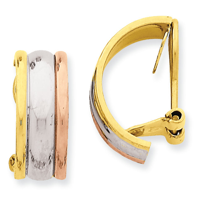 14K Gold TRI COLOR NON-PIERCED EARRINGS