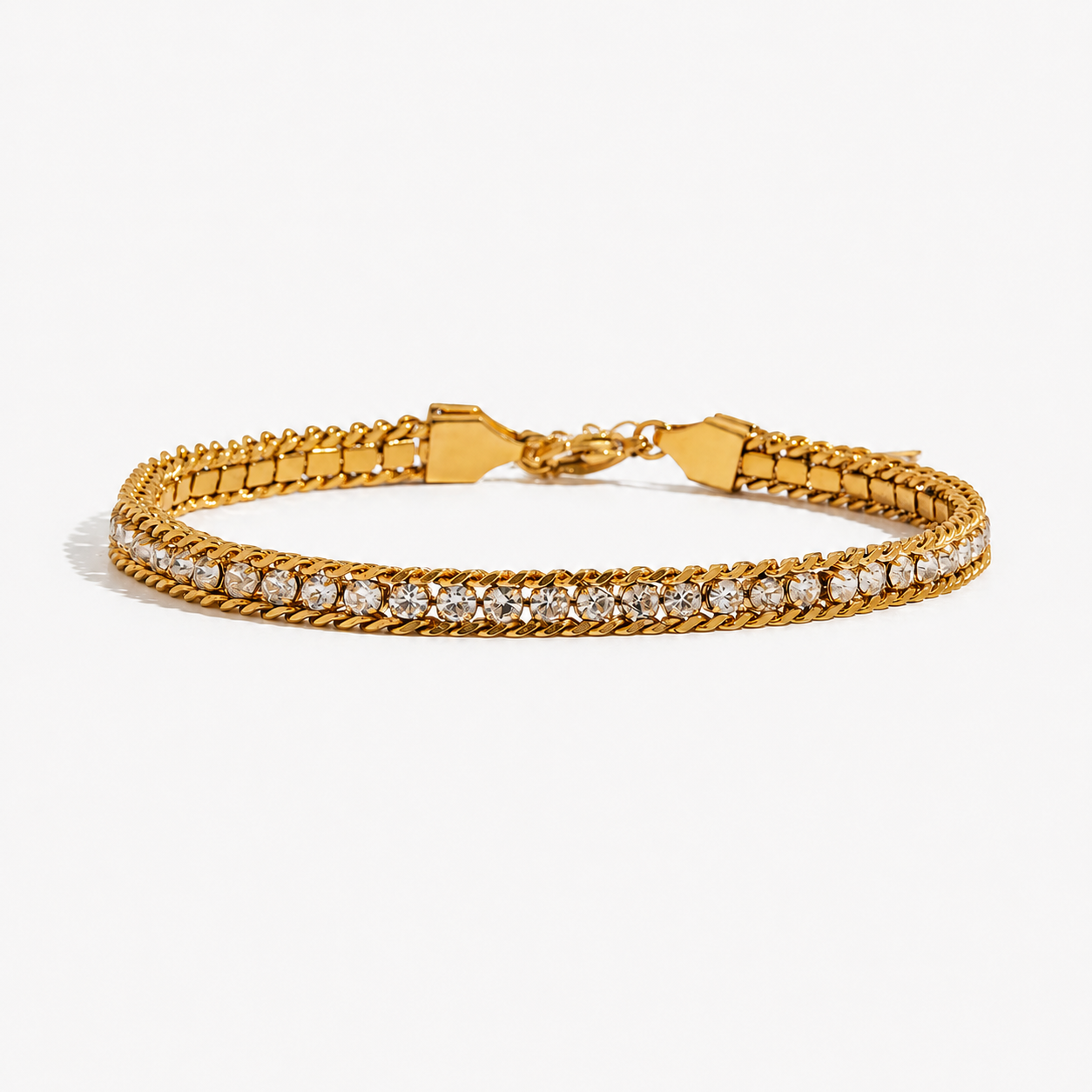 Wheat Gold Lab Grown Tennis Bracelet