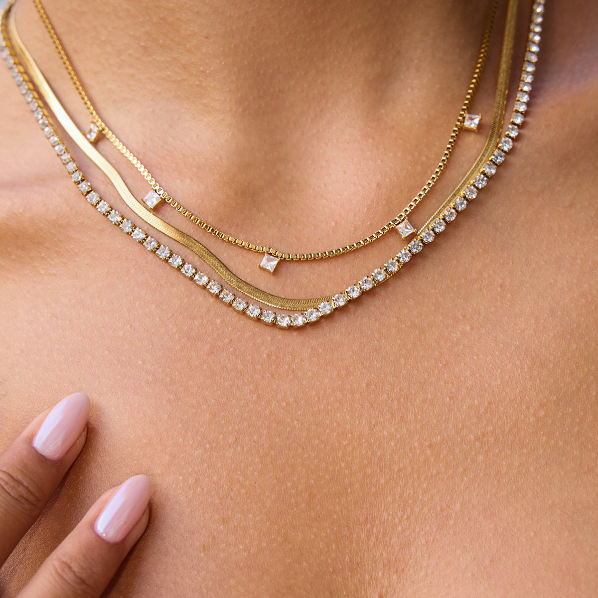 Courtney Gold Triple Strand Necklace
