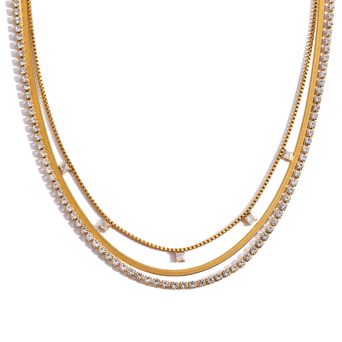 Courtney Gold Triple Strand Necklace