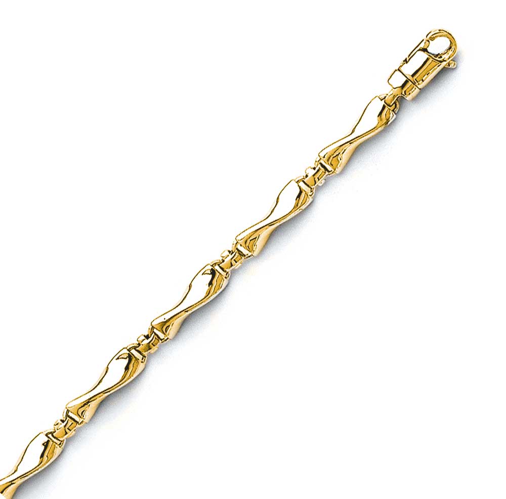 14K Solid Yellow Gold Handmade Custom Signature Logan Necklace 4.7 x 4.7 mm Thick