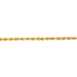 10K Solid Yellow Gold Solid Diamond Cut Rope 1.25mm thick 24 Inches