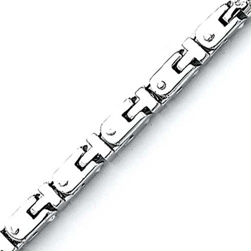 14K Solid White Gold Handmade Custom Signature Bradley Necklace 5.2 x 5.2 mm Thick 