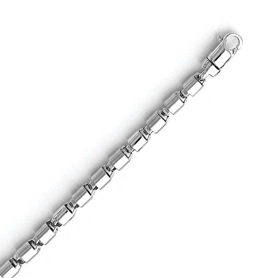 14K Solid White Gold Handmade Custom Signature Munich Necklace 4.6 x 4.6 mm Thick