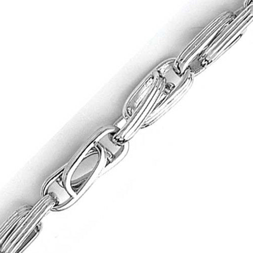 14K Solid White Gold Handmade Custom Signature Budapest Necklace 5.6 x 5.6 mm Thick 