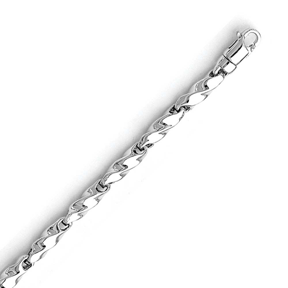 14K Solid White Gold Handmade Custom Signature Torque Necklace 4.6 x 4.6 mm Thick