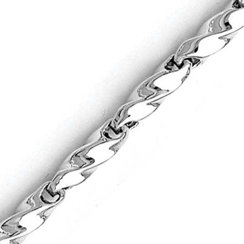 14K Solid White Gold Handmade Custom Signature Torque Necklace 4.6 x 4.6 mm Thick 