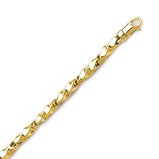 14K Solid Yellow Gold Handmade Custom Signature Torque Necklace 4.6 x 4.6 mm Thick