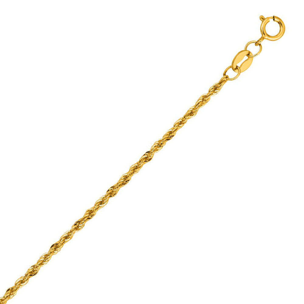 10K Solid Yellow Gold Light Sparkle Chain Necklace 1.5mm thick 20 Inches