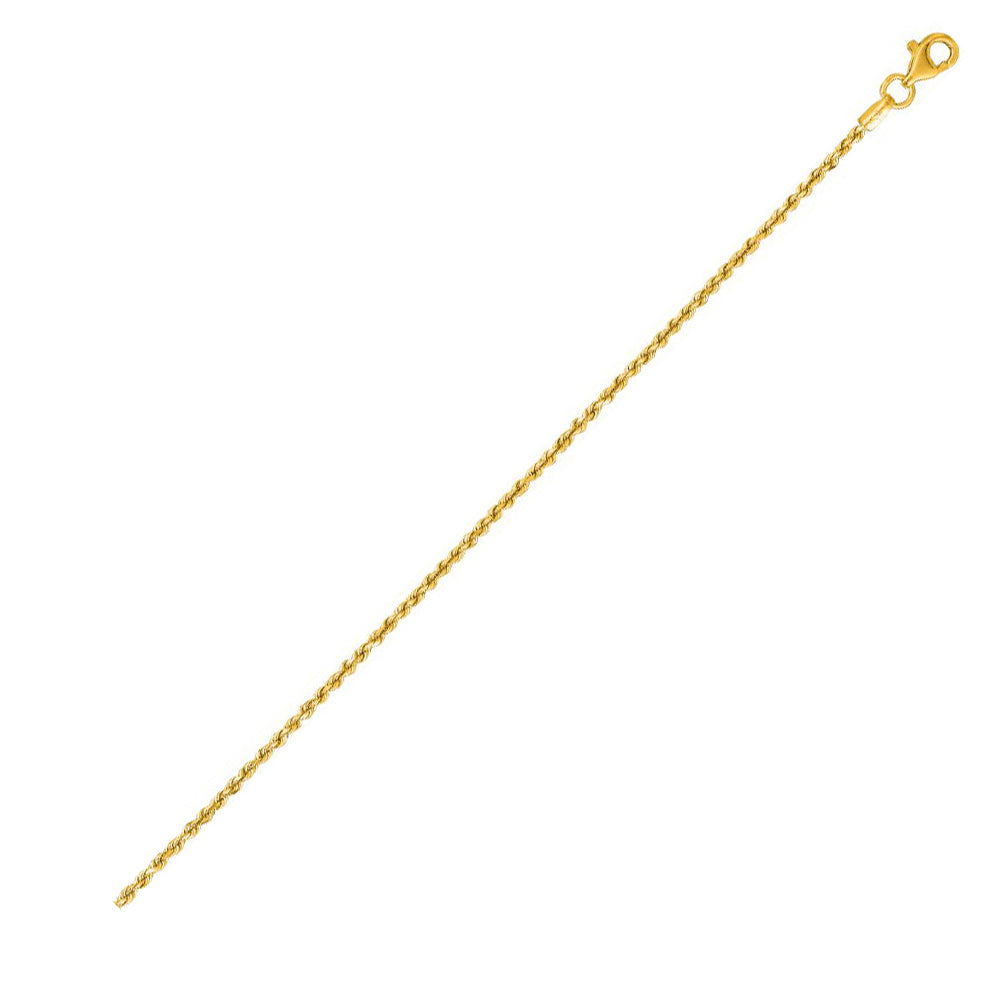 10K Solid Yellow Gold Solid Diamond Cut Rope 1.5mm thick 30 Inches