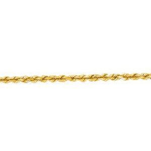 10K Solid Yellow Gold Solid Diamond Cut Rope 1.5mm thick 22 Inches