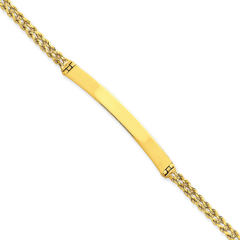 14K Gold Two Strand Rope ID Bracelet 7 Inches