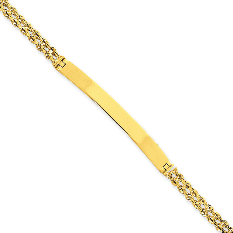 14K Gold Two Strand Rope ID Bracelet 7 Inches
