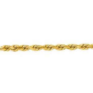 10K Solid Yellow Gold Solid Diamond Cut Rope 2.25mm thick 20 Inches