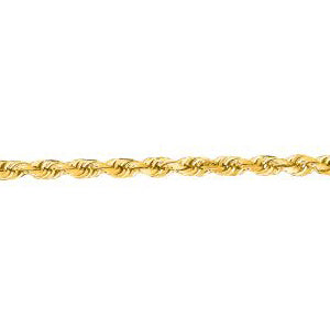 10K Solid Yellow Gold Solid Diamond Cut Rope 2.5mm thick 22 Inches