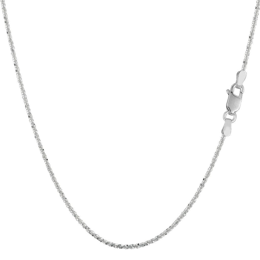 14K Solid White Gold Sparkle chain 0.9mm thick 16 Inches