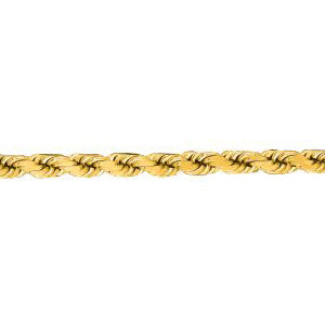 10K Solid Yellow Gold Solid Diamond Cut Rope 3.5mm thick 24 Inches