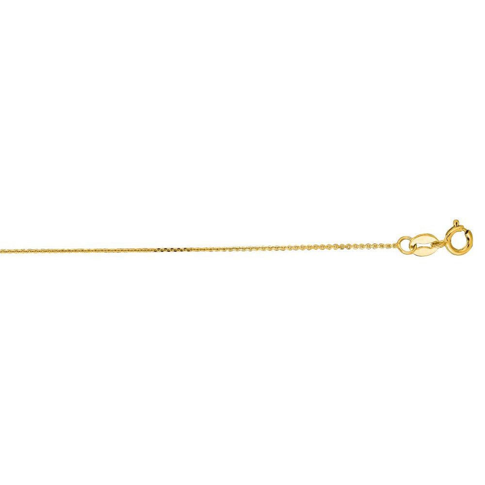 10K Solid Yellow Gold Cable Chain Necklace 0.8mm thick 20 Inches