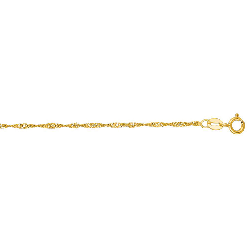 10K Solid Yellow Gold Singapore Chain Necklace 1.5mm thick 24 Inches