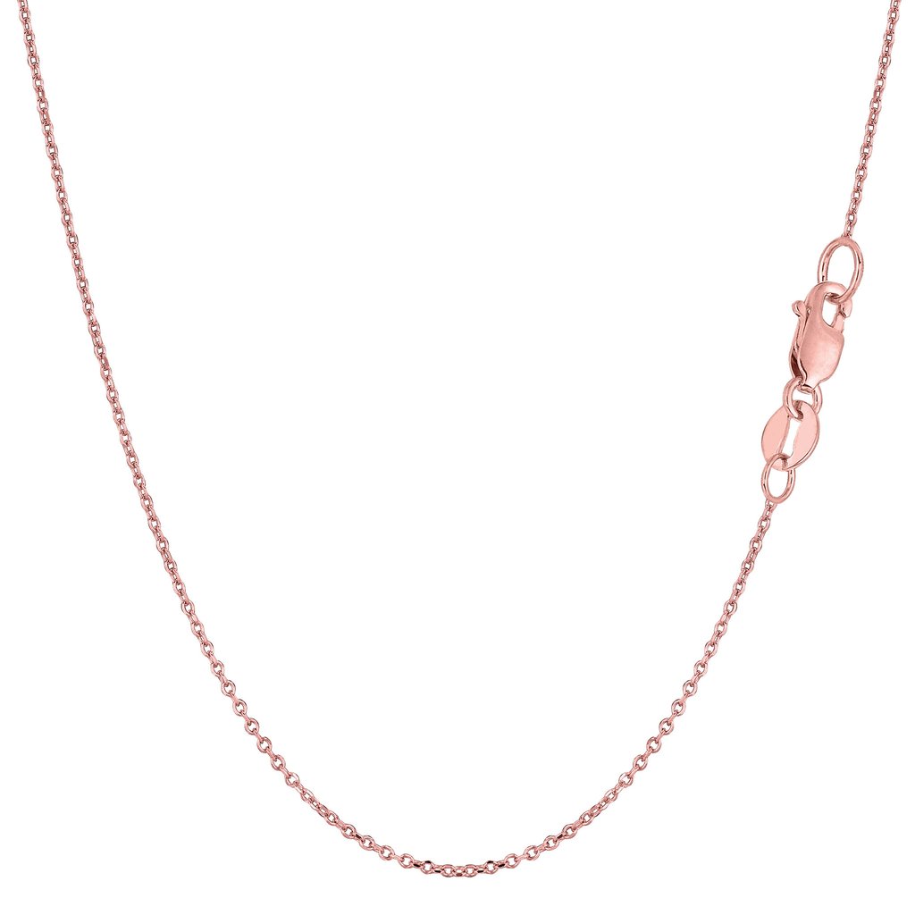 14K Solid Pink Gold Cable Chain Necklace 0.8mm thick 16 Inches