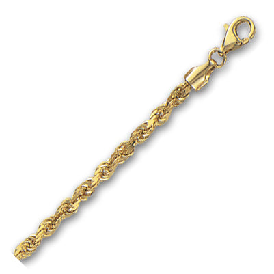 10K Solid Yellow Gold Solid Diamond Cut Rope 3.5mm thick 18 Inches