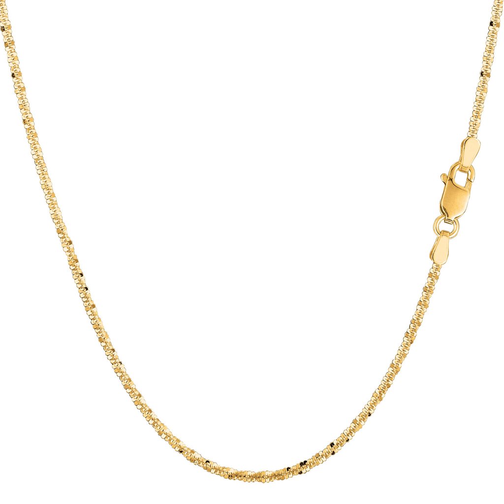 10K Solid Yellow Gold Sparkle Chain Necklace 1.5mm thick 16 Inches