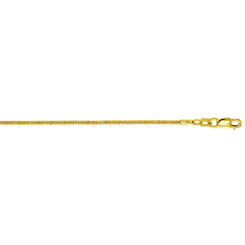 10K Solid Yellow Gold Sparkle Chain Necklace 1.5mm thick 18 Inches