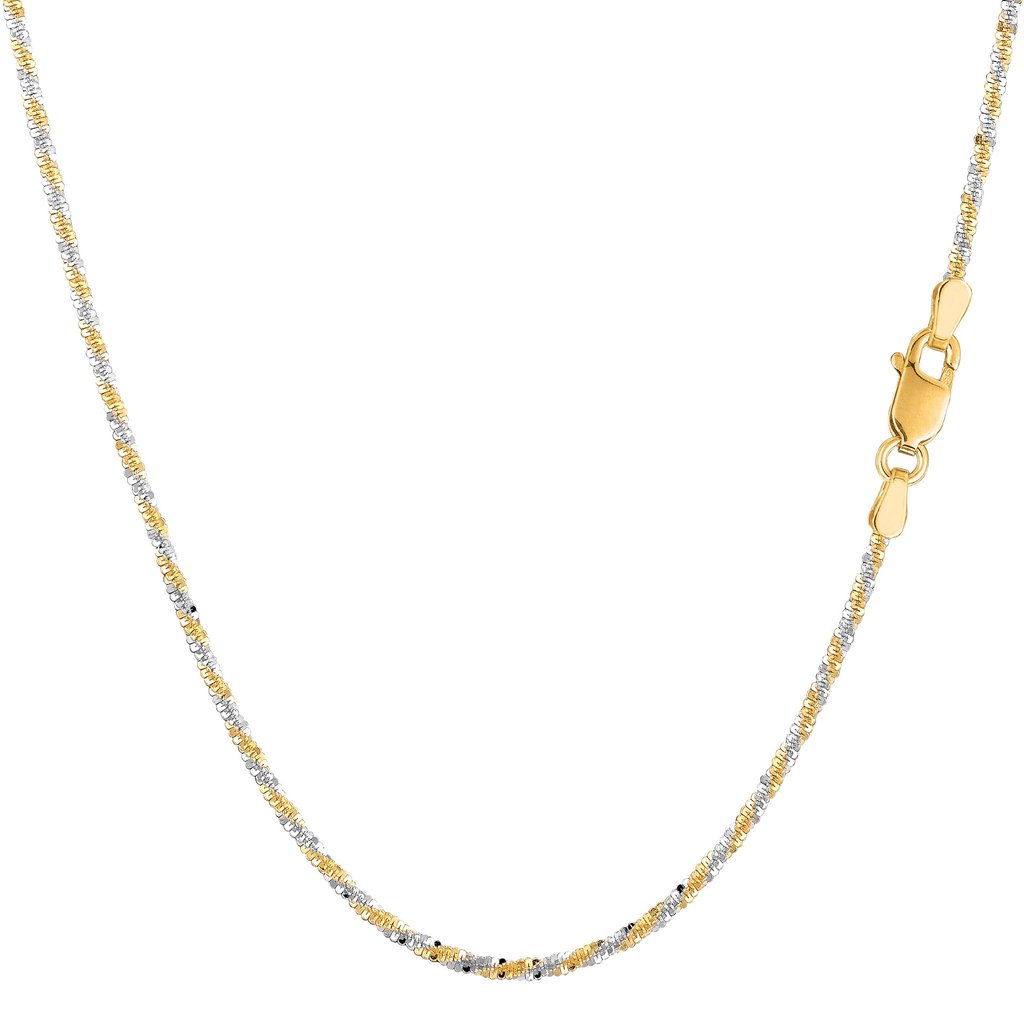 14K Solid Two-Tone Gold Sparkle chain 1mm thick 18 Inches