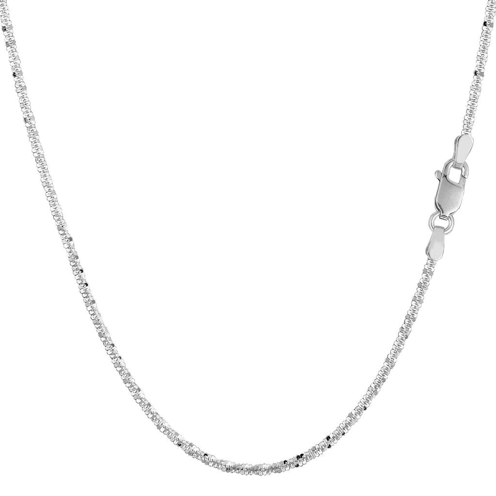 10K Solid White Gold Sparkle Chain Necklace 1.5mm thick 18 Inches